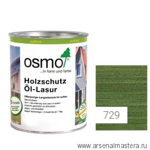 OSMO Скидка до 29% ! Защитное масло - лазурь для древесины для наружных работ OSMO Holzschutz Ol-Lasur 729 Темно-зеленое 0,75 л