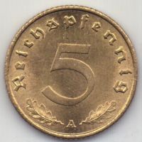 5 пфеннигов 1938 Германия UNC