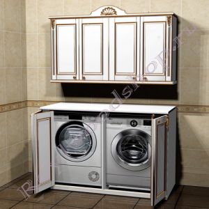 Шкаф для стиральной и сушильной машин "Руссильон PROVENCE-Дупль  белый с золотом"