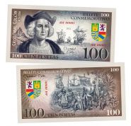 100 песет (Pesetas) — Испания. Христофор Колумб(Cristobal Colon). Памятная банкнота. UNC