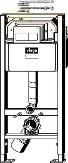 Инсталляция Viega Prevista Dry 792 824 для подвесных унитазов с бачком, с клавишей смыва ФОТО