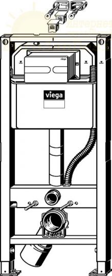 Инсталляция Viega Prevista Dry 792 862 для подвесных унитазов с бачком, с клавишей смыва ФОТО