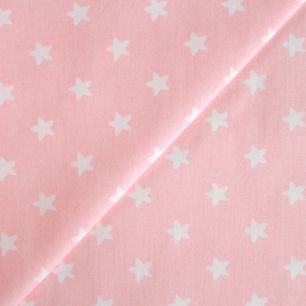 Хлопок -  Звезды белые на розовом с мягкими углами 50x40