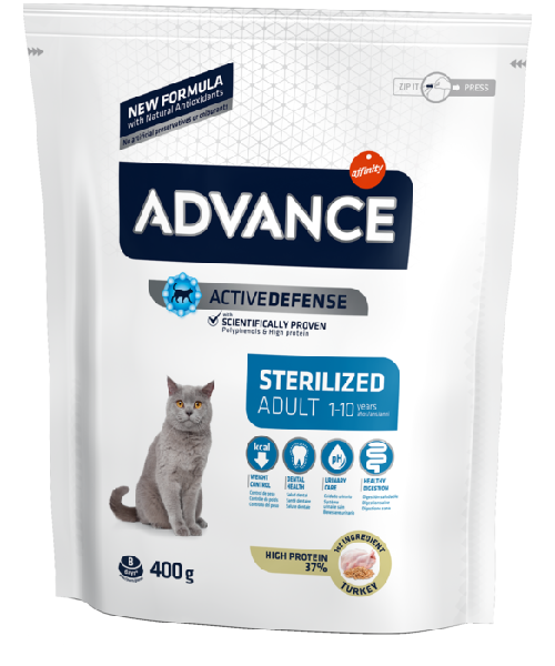Сухой корм для стерилизованных кошек Advance Sterilized с индейкой и ячменём 0.4 кг
