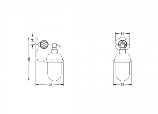 Дозатор для жидкого мыла Jorger FROLALE CRYSTAL 600.00.006 схема 2