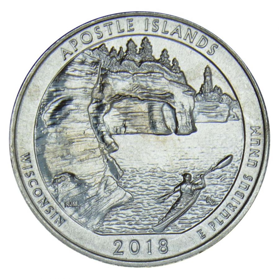 25 центов 2018 США Национальные озерные побережья островов Апостол D