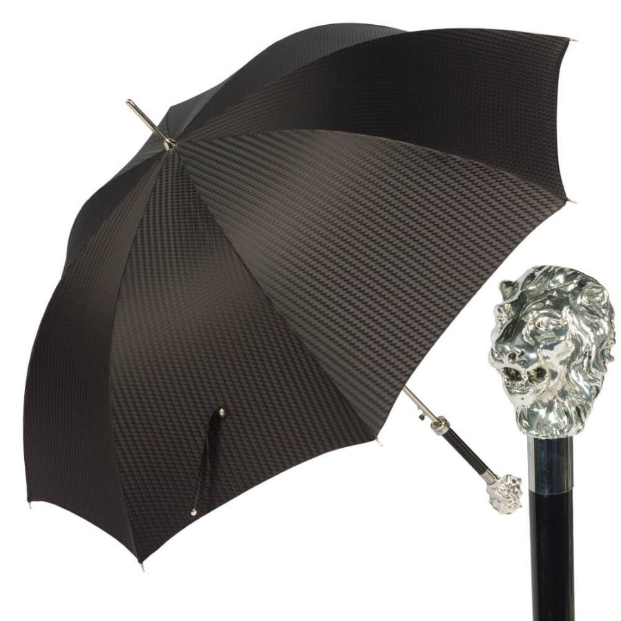 Зонт-трость Pasotti Leone Silver Rombes Black