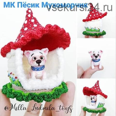 Пёсик Мухоморчик в домике (milla_ludmila_toys)
