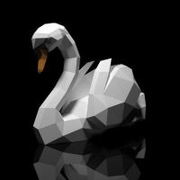 Лебедь. Swan [Живая бумага. Papercraft. Полигональные фигуры]