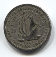 25 центов 1964 Восточно-Карибские государства
