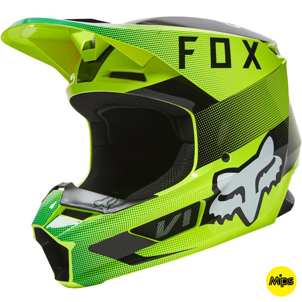 Fox V1 Ridl Flo Yellow MIPS (2022) шлем внедорожный