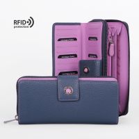 Кожаное женское портмоне с RFID защитой Stampa Brio 938-R-8382CF Blue/Pink