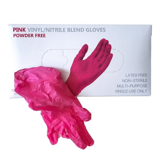 Перчатки нитровинил размер S, Розовые, 50 пар.