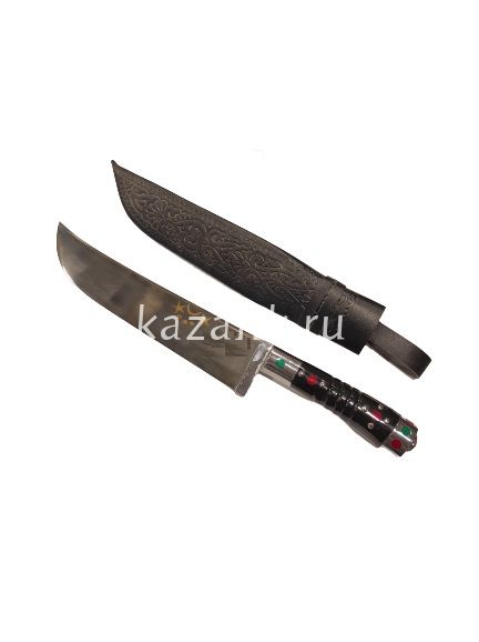 Пчак Узбекский нож,ручка пластик,камни, шх-15