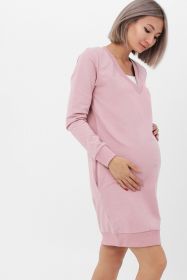 Платье для беременных и кормления пудрово-розовое/экрю