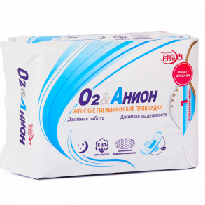 Прокладки  О2 Анион  «Лунное сердце» с анионовой вставкой, ночные, 8 шт./уп.