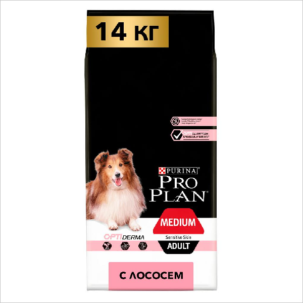 Сухой корм для собак средних пород Pro Plan Medium Sensitive Skin с лососем