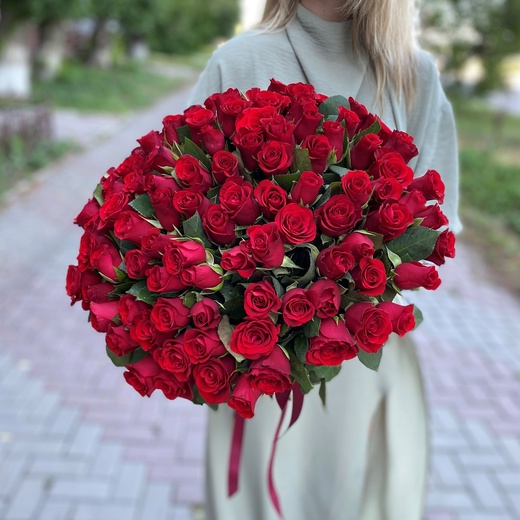 101 красная роза (40см)