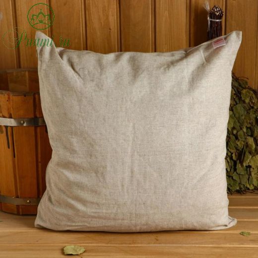 Подушка с очищенной соломой, натуральный лен, 50х50см