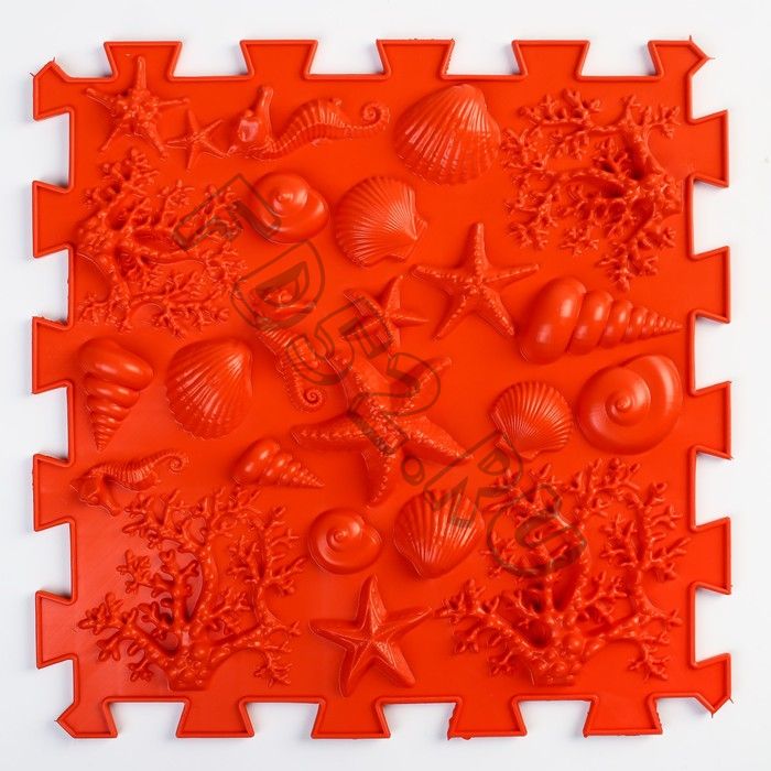 Детский массажный коврик 1 модуль «Морское дно», цвет красный