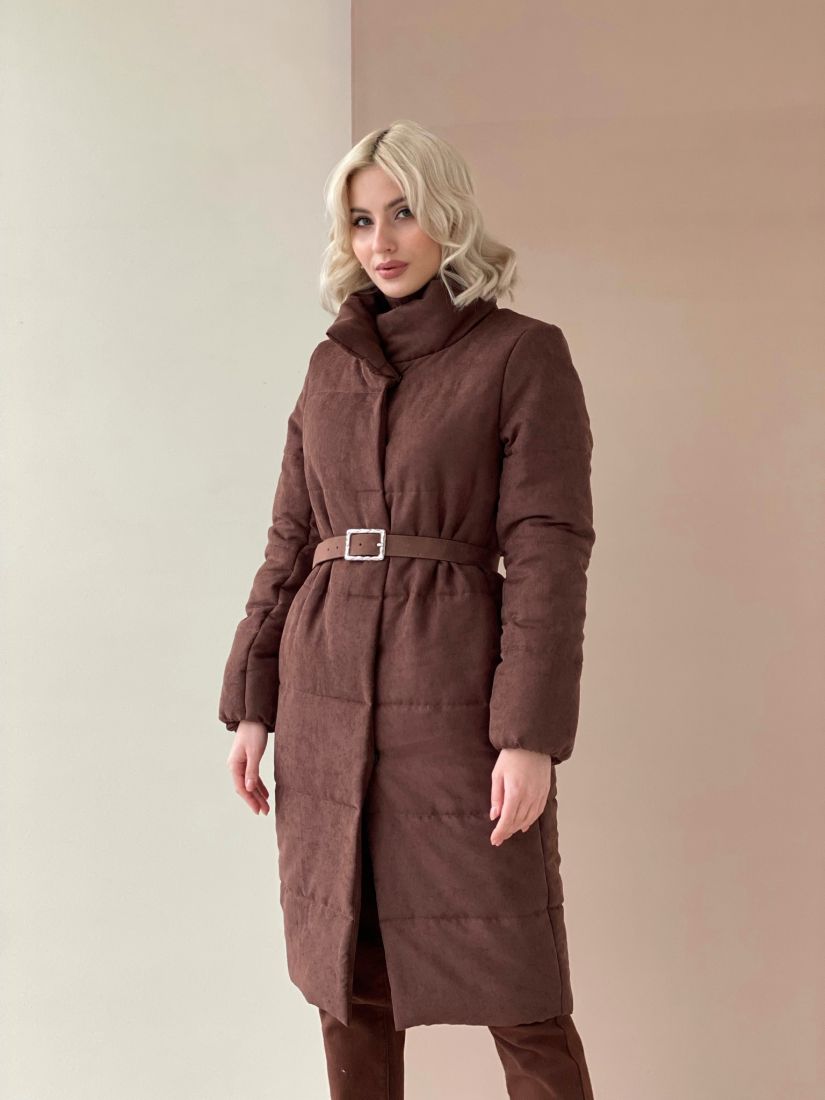 5459 Пальто стёганое Premium Аlpolux тёмно-коричневое