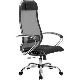 Кресло для руководителя Метта Комплект 3 темно-серый, сетка/ткань