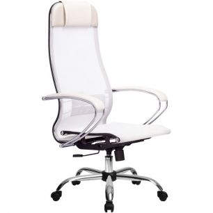 Кресло для руководителя Метта Комплект 4 белый, сетка