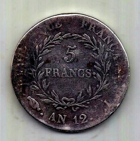 5 франков 1803 AN 12 Франция Бонапарт Премьер Консул