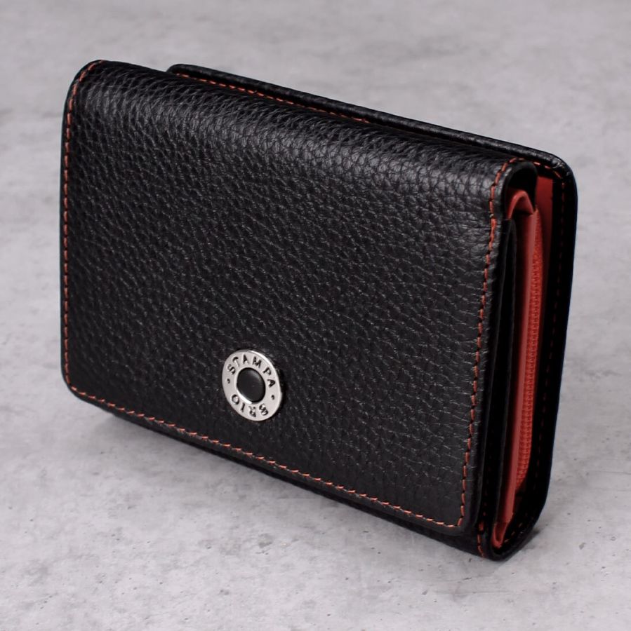 Кожаное женское портмоне с RFID защитой Stampa Brio 953-R-8130CF BLACK/ORANGE
