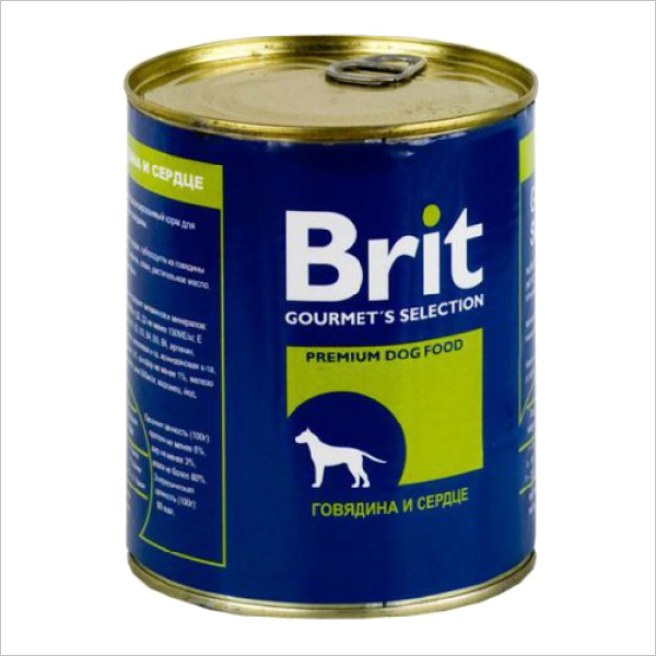 Влажный корм для собак всех пород Brit Premium с говядиной и сердцем