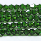фото Бусины граненые Биконус (стекло) на нити  3 х 3 мм. ВВА075.12 темно-зеленый