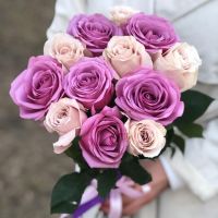 Сиренево-кремовые розы 60 см