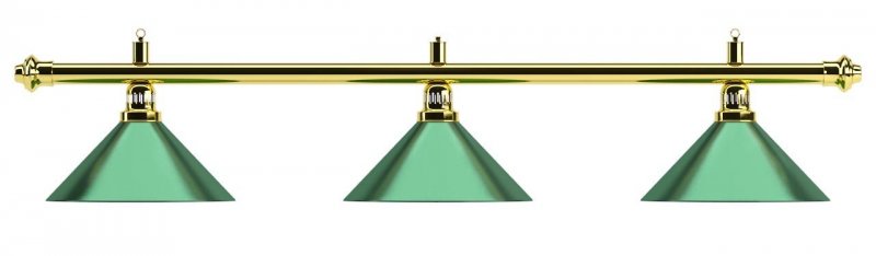 Лампа на три плафона Evergreen (золотистая штанга, зеленый плафон D35см), артикул 75.008.03.0