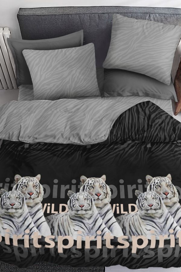 Поплин [черно-белый] Павлайн Sweet Sleep Тигр постельное белье