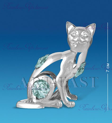 Фигурка Кошечка с камнями “Swarovski” серебро