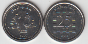 Ливан 25 ливров 2002  год UNC