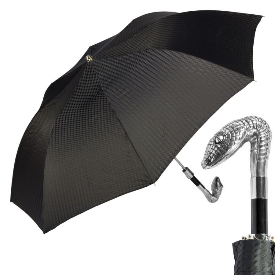 Зонт складной Pasotti Auto Snake Silver Rombes Black