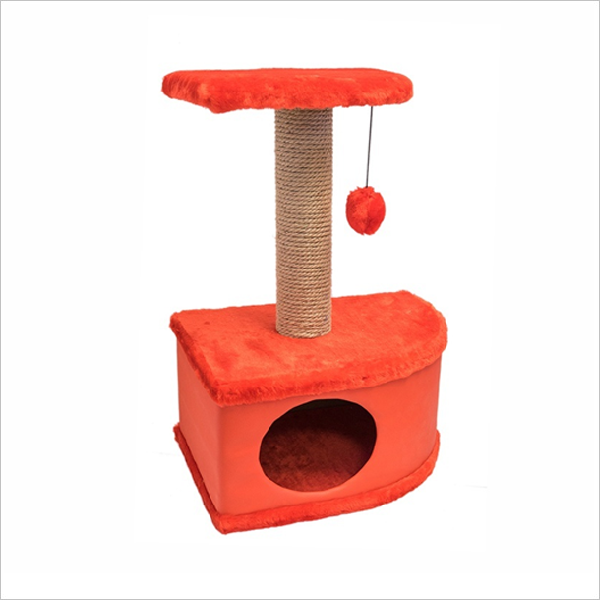 Домик-когтеточка для кошек Yami-Yami Конфетти угловой красный 49х37х70см