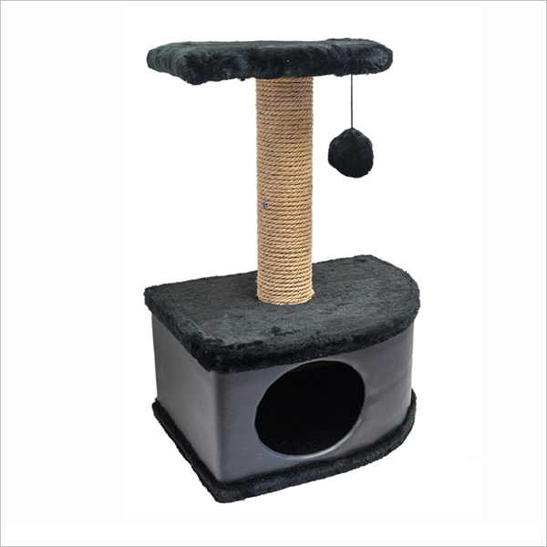 Домик-когтеточка для кошек Yami-Yami Конфетти угловой черный 49х37х70см