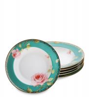 Набор из 6 суповых тарелок «Роза» (Milano Rose Pavone) h=4 см (JK-228)
