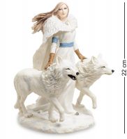 Статуэтка Девушка и волки «Зимние стражи» 17x13 см, h=22 см (WS-264)