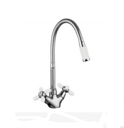 Белый смеситель для кухни с гибким изливом Frud R43127-7