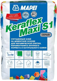Клей для Керамической Плитки и Камня Mapei Keraflex Maxi S1 25кг Серый на Цементной Основе / Мапей Керафлекс Макси