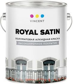 Эмаль Универсальная Vincent Royal Satin 0.8л Алкидная, Белая, Полуматовая для Внутренних и Наружных Работ