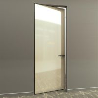 Дверь на скрытом коробе, полотно алюминиевый каркас, заполнение стекло по RAL