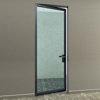 Дверь на скрытом коробе, полотно алюминиевый каркас, заполнение прозрачное стекло