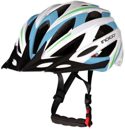 Шлем велосипедный взрослый INDIGO IN069 55-61см Бело-Голубой
