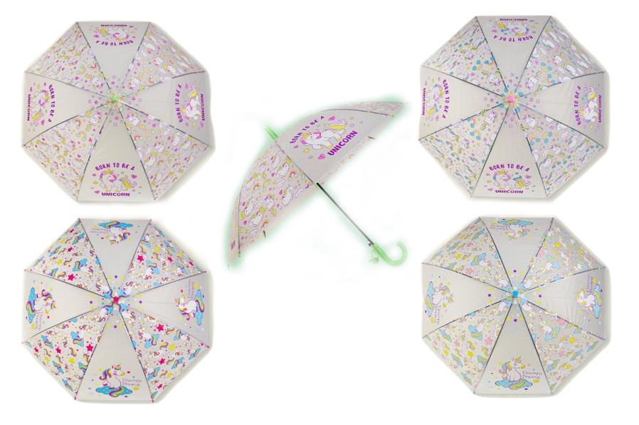Зонт детский прозрачный с рисунком полуавтомат в ассортименте диаметр 90 см