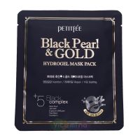 Petitfee Гидрогелевая маска для лица с черным жемчугом Black Pearl & Gold Hydrogel Mask Pack 2