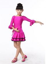 Латинское детское танцевальное платье для девочек розовое
